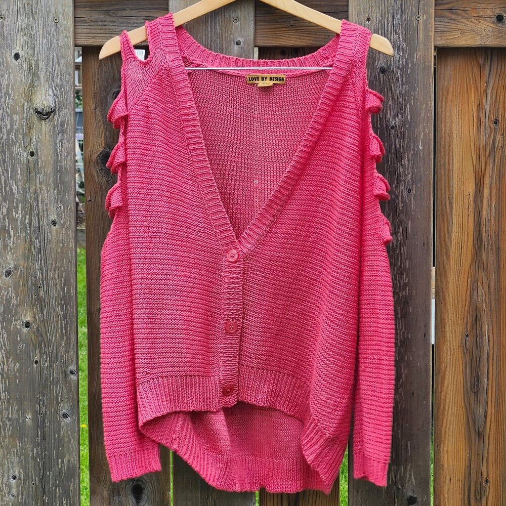 ATTRACTIVE Love By Design Cold Shoulder Cut out Cardigan Women's Size Medium